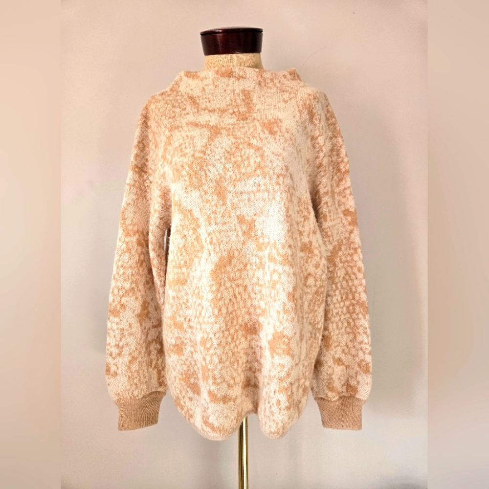 OLSEN Golden Camel Melange Cream Wool Blend Sweater. Size Large